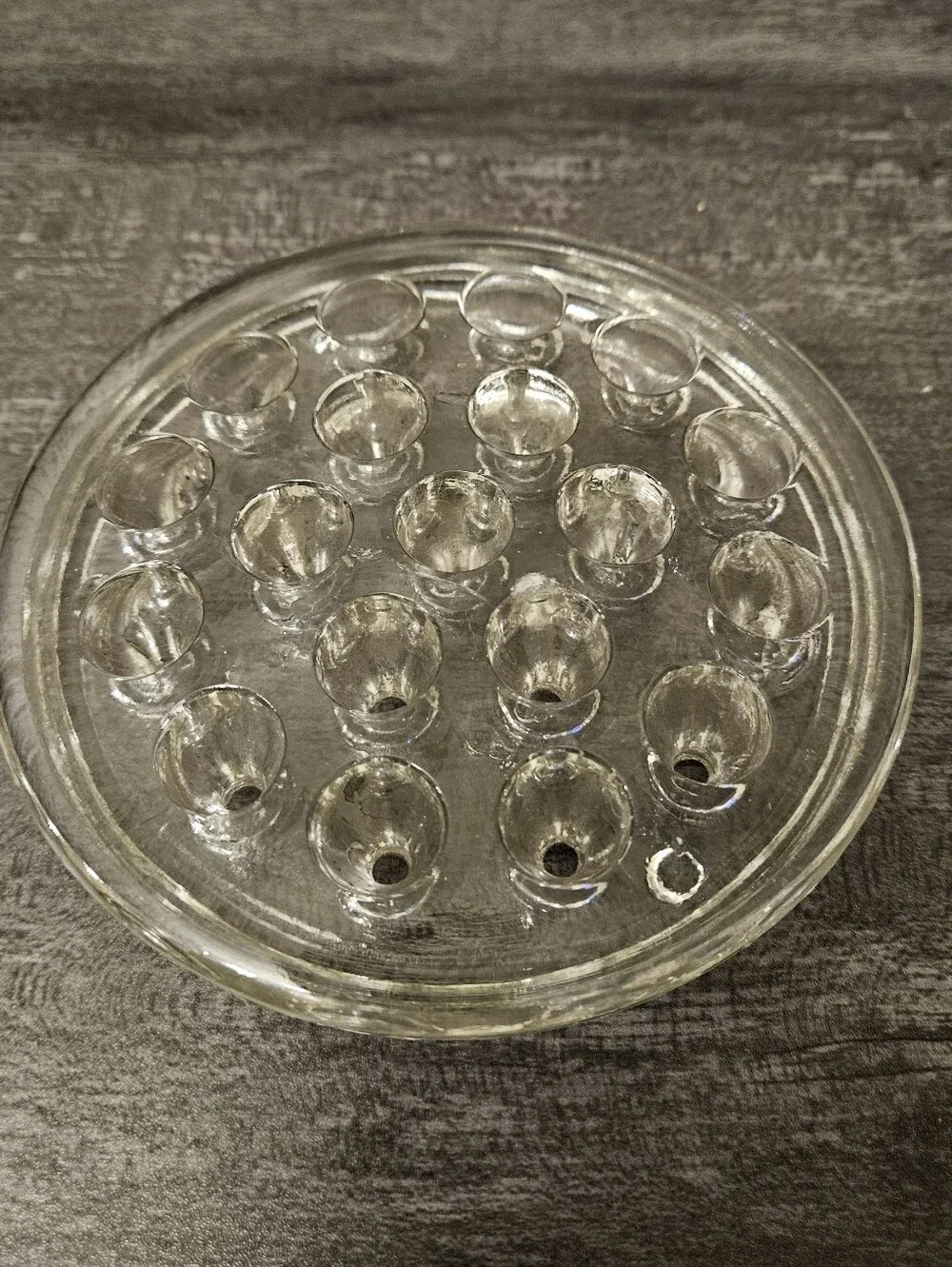 Vintage Clear Glass Flower Frogs- Set Of 2